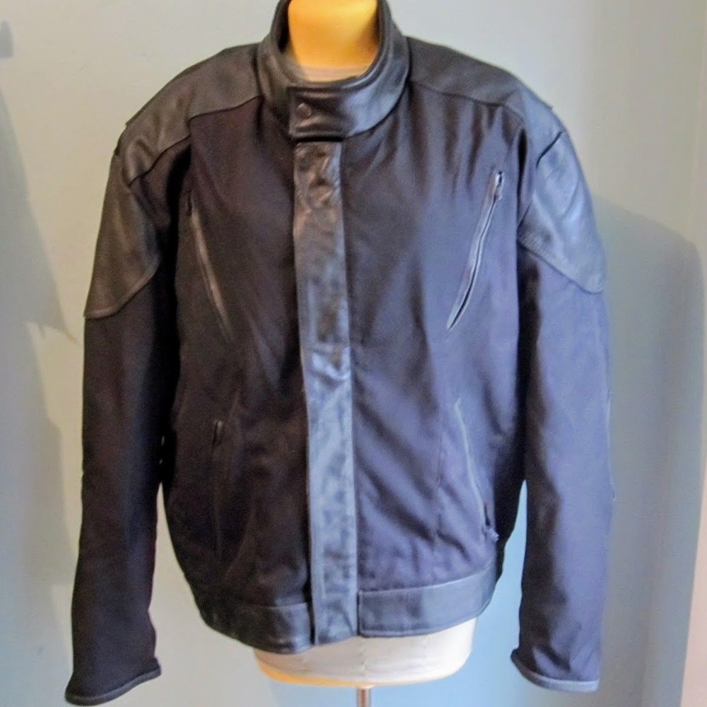 HOT LEATHERS Blk Leather Motorcycle Biker Jacket M